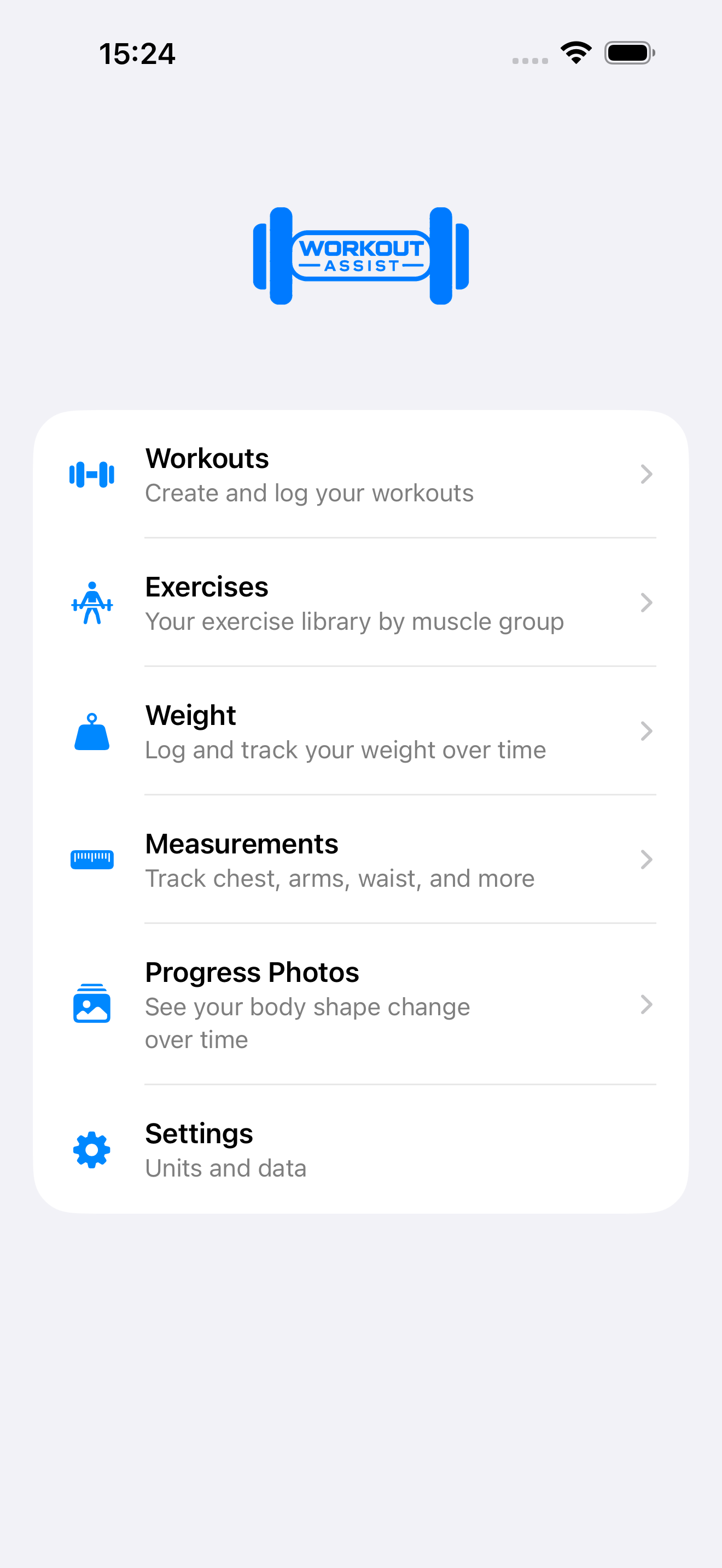 WorkoutAssist dashboard on iPhone